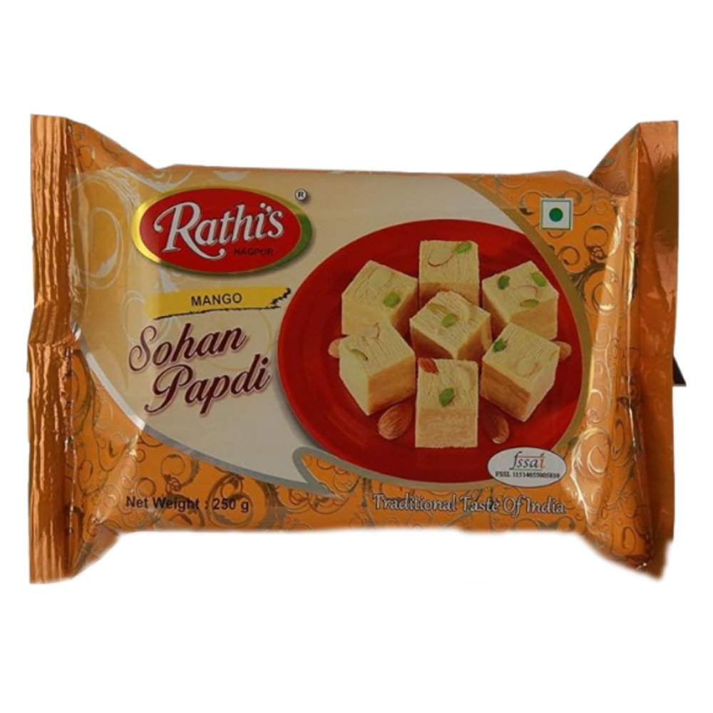 Rathis Mango Soan Papdi 250g | Authentic Indian Sweet for Gifting & Festivals | Crispy & Flaky Delight