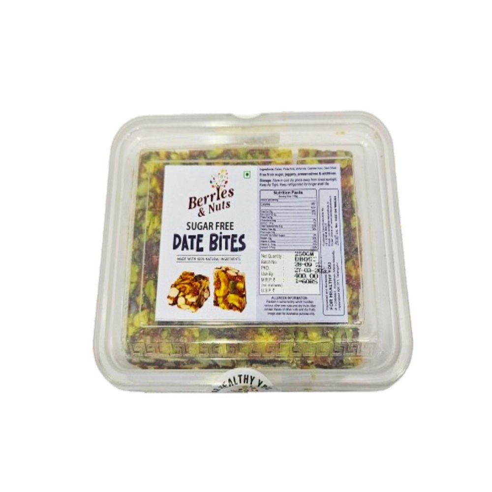 Berries And Nuts Date Bites Sugar Free With Sweetness Of Dates | Dates, Pistachios, Almond, Cashew Nuts, Desi Ghee.