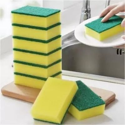 ARPANA BRIGHT 2 in 1 Sponge Scrub pad for Kitchen Scratch Proof Scrubber for Dish wash Scrub Sponge - Pack of 12