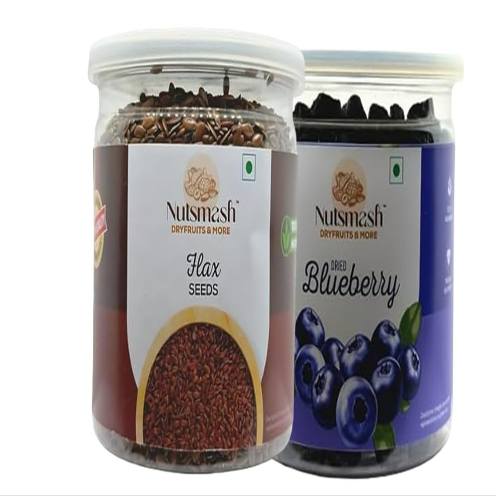 Nutsmash Healthy Combination Pack of & Flax Seeds - 200G & Dried Blueberry - 200G