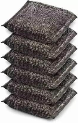ARPANA BRIGHT Sponge Scrubber with Steel mesh Scrub Pad, Scrub Sponge pad for Kitchen Pack of 6