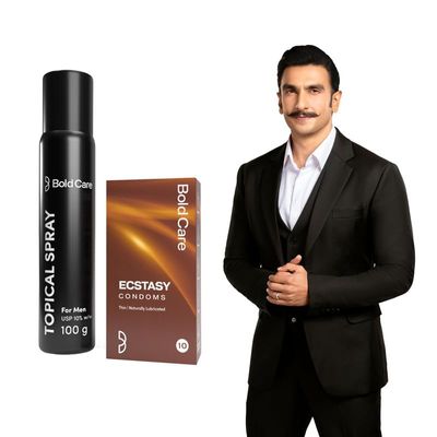 Bold Care EXTEND Non-Transferable Spray for Men (Pack of 1) - 100 ml + Bold Care 404 Ultra Thin Lubricated Ecstasy Condoms for Men [10 Condoms (Pack of 1)]