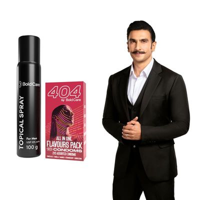 Bold Care EXTEND Non-Transferable Spray for Men (Pack of 1) - 50 ml + Bold Care 404 All-In-One Multi-Flavour Condoms Pack - 2 x 5 Assorted condoms in each pack - 10 Count (Pack of 1)
