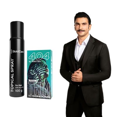 Bold Care EXTEND Non-Transferable Spray for Men (Pack of 1) - 100 ml + Bold Care 404 Super Nano Thin Condoms For Men (10 Units-pack of 1)