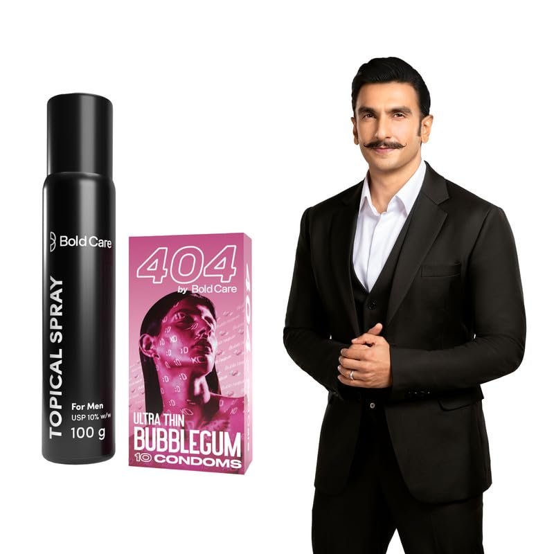 Bold Care EXTEND Non-Transferable Spray for Men (Pack of 1) - 100 ml + Bold Care 404 Super Ultra Thin Bubblegum Flavored Condoms For Men - 10 Count (Pack of 1)