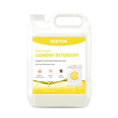 Meriton 5L Liquid Detergent For Laundry - Fast Acting Stain Removal, Skin Safe, Color Care, Fresh Clean Scent - Machine & Hand Wash Compatible