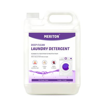 Meriton 5L Liquid Detergent For Laundry | Powerful Stain Removal | Gentle Fabric & Color Care | Soft On Fabrics & Chemical-Free | Non-toxic | Suitable For All Type Washing Machine