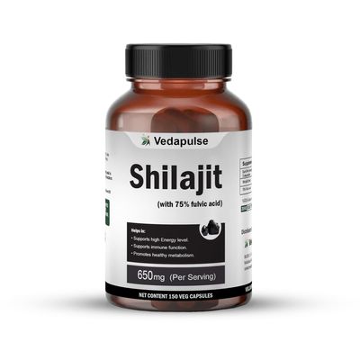 Vedapulse Shilajit 1100 Mg Capsules With High Fulvic Acid For Men Helps in boosting Stamina (Pack of 1)