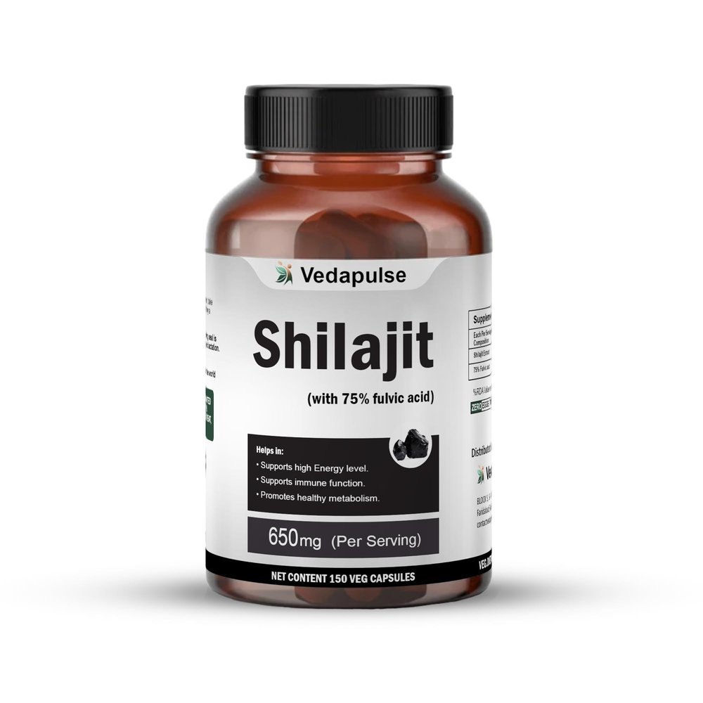 Vedapulse Shilajit 1100 Mg Capsules With High Fulvic Acid For Men Helps in boosting Stamina (Pack of 1)