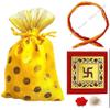 Bhai Dooj Tikka for Brother- Kalawa Dhaga with Designer Swastik Pack of Roli Chawal Chandan Mishra in a Potli for Sweet Bhai Bhaiya view 1