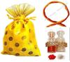 Bhai Dooj Tikka for Brother- Kalawa Dhaga with Glass Pack of Roli & Chawal Rice Tikka in a Potli for Sweet Bhaiya Bhai view 1