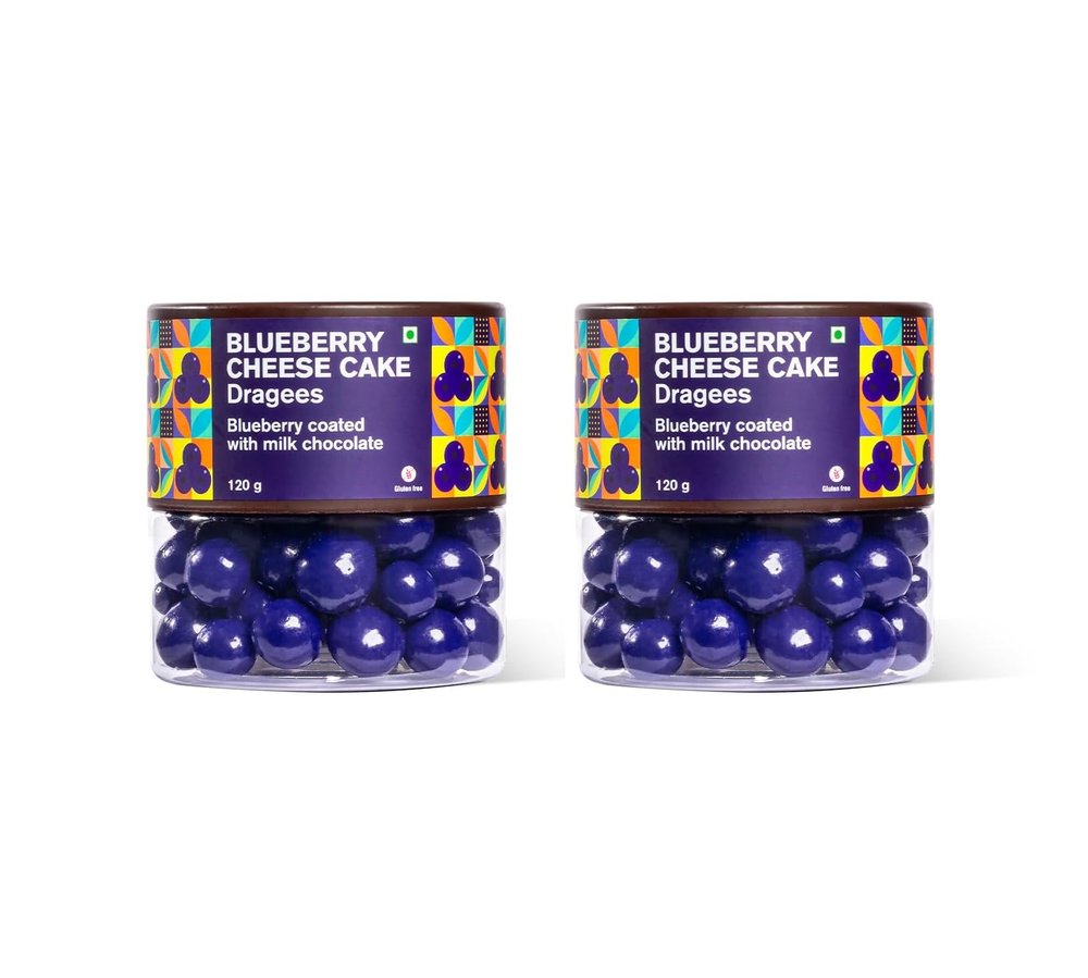 Entisi Chocolate Coated Blueberry Cheesecake Nutties, Dragees Jar - Set of 2