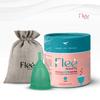 Bluefin Flee Reusable Menstrual Cup for Women - Small | Medium | Large Size With Pouch | Clean your Period Cup Effortlessly | Silicone Body, Odour And Rash Free, No Leak (AQUA GREEN, LARGE) view 2