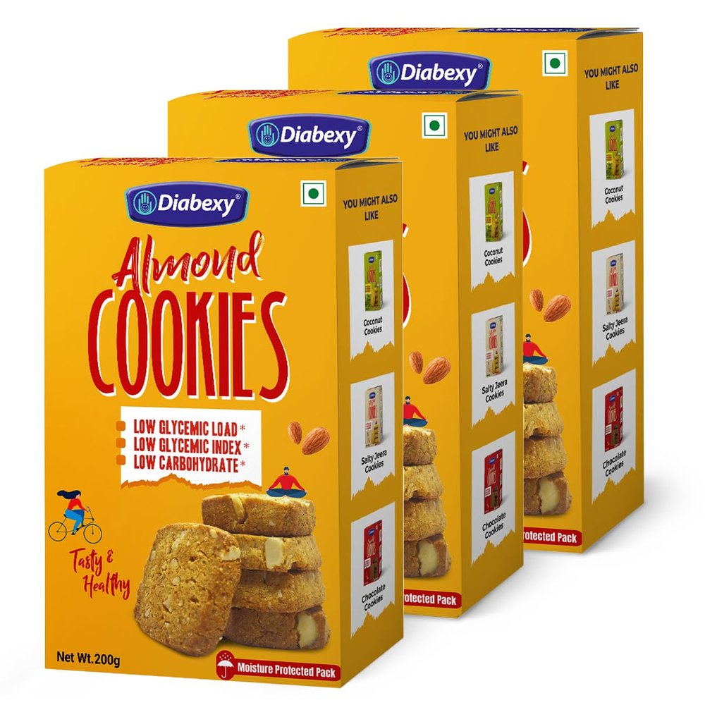 Diabexy Almond Cookies Sugar Control for Diabetes - 200g (Pack of 3)
