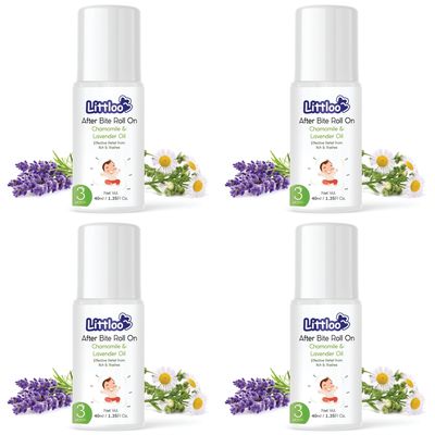 Littloo After Bite Roll-On for Kids | Relives Rashes and Redness from Mosquito Bites | Enriched with Peppermint and Ustukhuddus Oil - 40ml (Pack of 4)