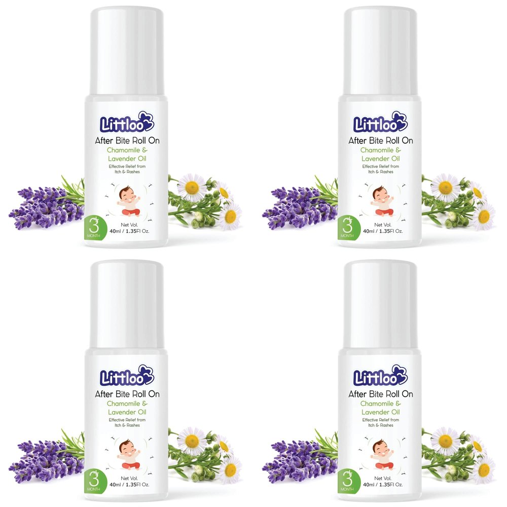 Littloo After Bite Roll-On for Kids | Relives Rashes and Redness from Mosquito Bites | Enriched with Peppermint and Ustukhuddus Oil - 40ml (Pack of 4)