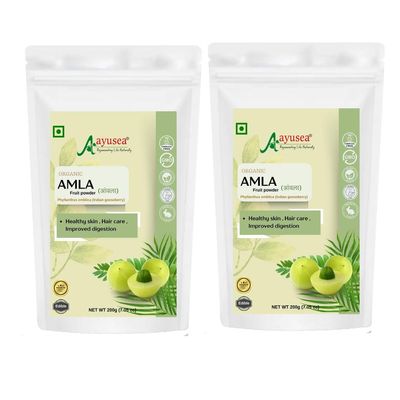 AYUSEA Pure Amla powder for hair growth/premature greying, skincare and digestion -Edible A grade 200gm (Pack of 2)