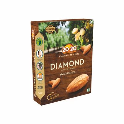 20-20 Dry Fruits Natural Premium Diamond Almond Nuts 250 g - Healthy and Delicious - High in Fiber & Boost Immunity - Gluten Free