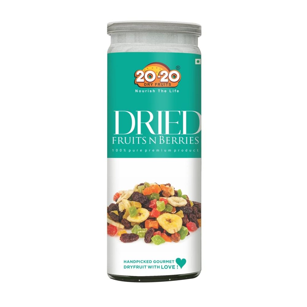 20-20 Dry Fruits Dehydrated Fruits N Berries - Cranberries, Strawberry, Kiwi, Mango, Papaya - Nutritious Snack for Kids and Adults - 200 g