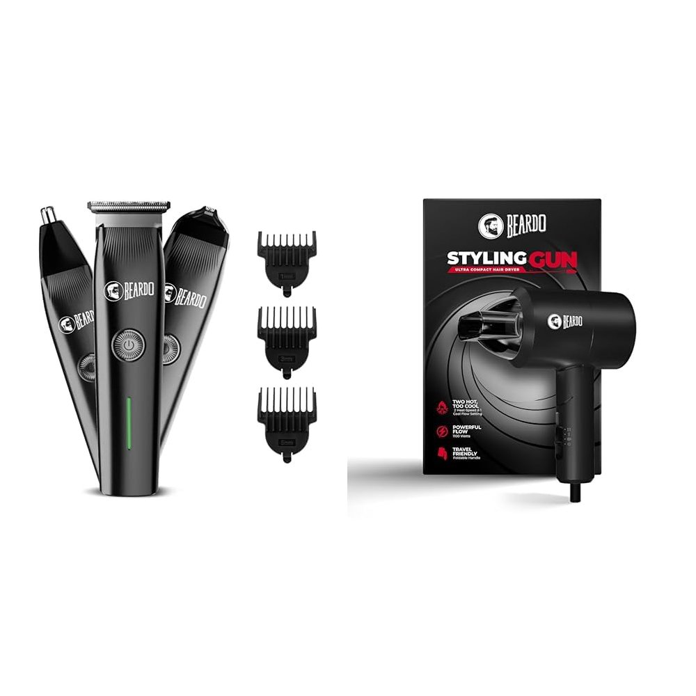 Beardo Ape-X Prime 3-in-1 Multipurpose Trimmer for Men & BEARDO Styling Gun Ultra Compact Hair Dryer