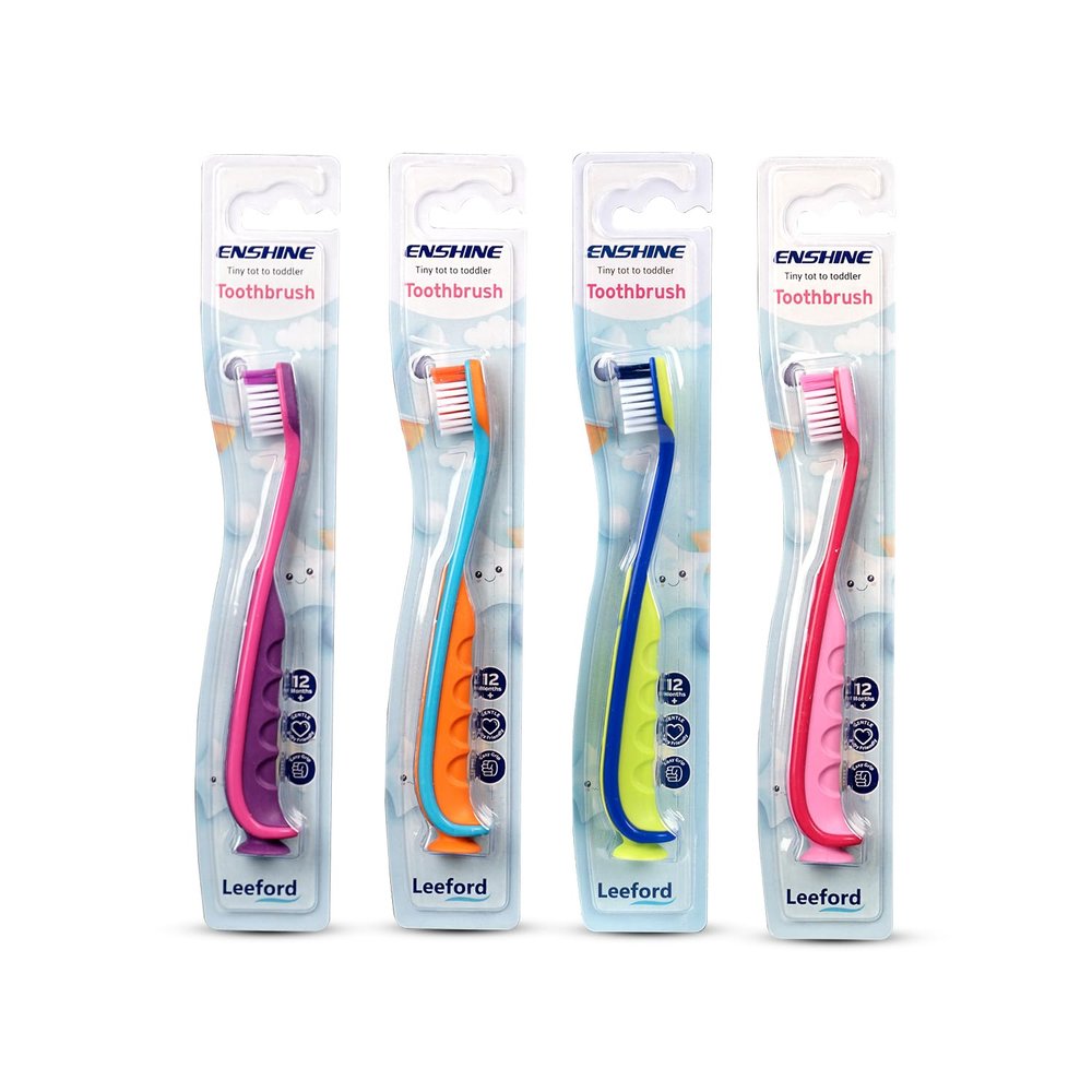 Enshine Kids Toothbrush  Gentle Oral Care for Toddlers with Soft Bristles, Easy Grip, and Protective Cap (12+Months) (4 Toothbrushes)