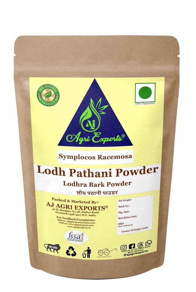 AJ AGRI EXPORTS Lodh Bark Powder, Lodhra Chal Powder, 100% Natural, Helpful in Women Health 100 Grams