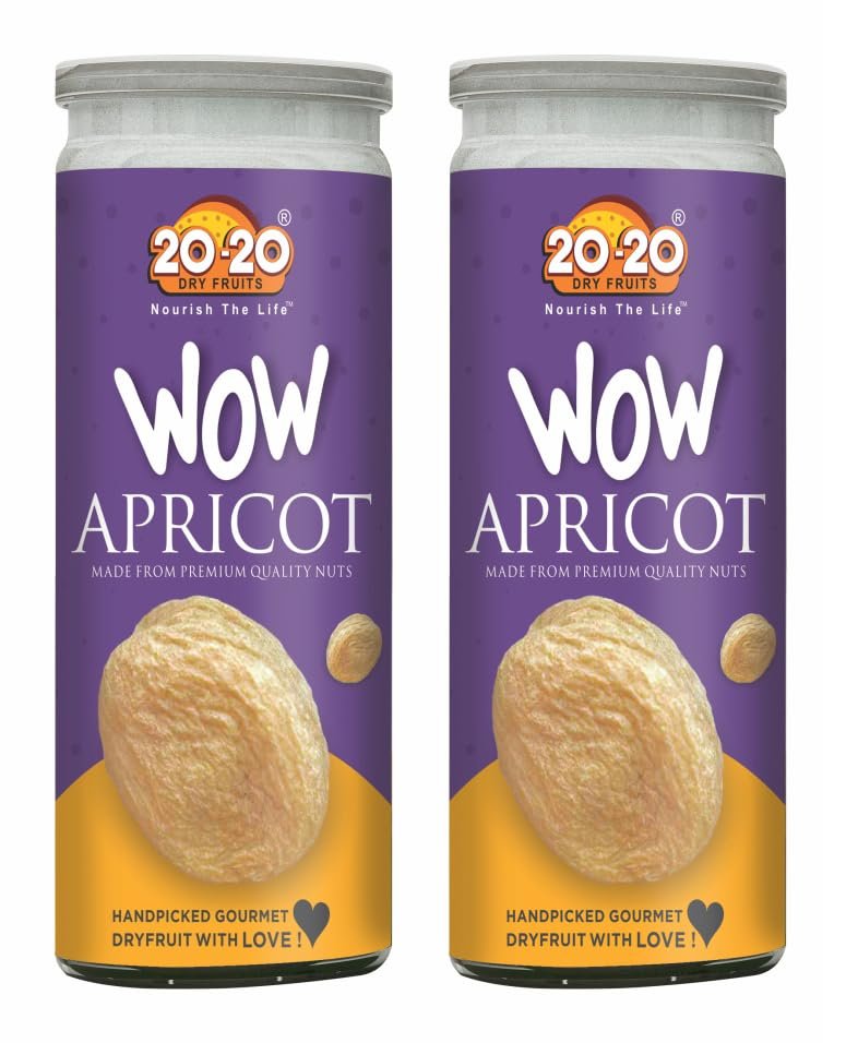 20-20 Dry Fruits Apricot 400 g (200g*2) | Gluten Free & Sodium Free Khubani | Soft and Big Size Turkish Khumani | Wow Apricot -(Pack of 2)