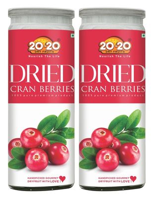20-20 Dry Fruits Dried Cranberry Jar 400g (200g*2) | High in Antioxidants | Perfect for On-the-Go Snacking & Healthy Recipes | Naturally Sweet | Gluten Free & Vegan Dried Berries (Pack of 2)