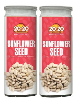 20-20 Dry Fruits Organic Sunflower Seeds for Eating 400g Jar (200g*2) - | Raw Sunflower Seeds| Rich in Protein & Fiber |Healthy Superfood | Diet Snacks- (Pack of 2)