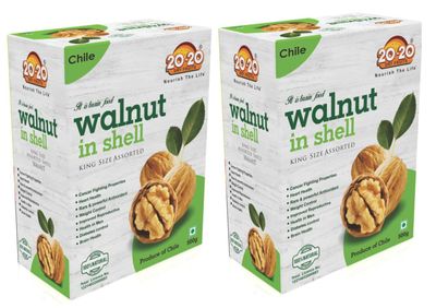 20-20 Dry Fruits Organic Akhrot 1Kg (500g*2) | Omega-3 & Protein-Rich Superfood | Boosts Brain Function, Heart Health & Energy Levels | Natural & Shelled Walnuts | Walnut Chile (Pack of 2)