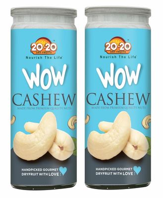 20-20 Dry Fruits Cashew 300g (150g Jar *2)| Whole Cashews | Kaju | Cashewnuts - Nutritious & Delicious | Wow Cashew (Pack of 2)