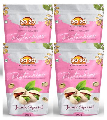 20-20 Dry Fruits California Roasted & salted pistachios 1kg(250g*4) | Jumbo Pistachio Nuts | | Pista, Dry Fruits | Fresh, Crunchy & Nutrient-Rich | Jumbo Special (Pack of 4)
