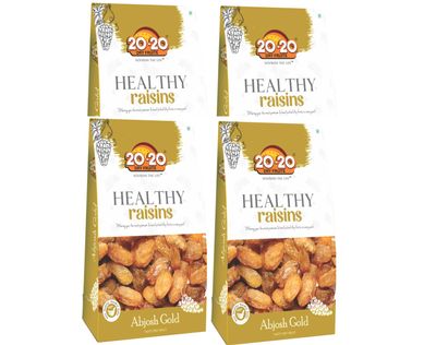 20-20 Dry Fruits Afghani Munakka 1Kg (250g*4)  Rich in Iron & Antioxidants | Natural Immunity Booster | Organic Seeded Raisins for Digestion & Health| Abjosh Gold (Pack of 4)