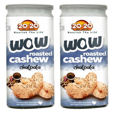 20-20 Dry Fruits Cashews Chatpata 300g(150g Jar*2) - Flavoured Cashews, Crunchy Masala Kaju, Healthy Breakfast Snacks- Chatpata Masala kaju (Pack of 2)