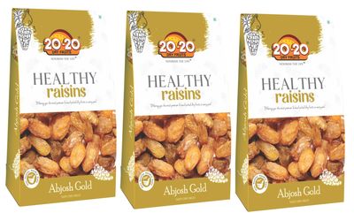 20-20 Dry Fruits Afghani Munakka 750g (250g*3)  Rich in Iron & Antioxidants | Natural Immunity Booster | Seeded Raisins for Digestion & Health | Abjosh Gold (Pack of 3)