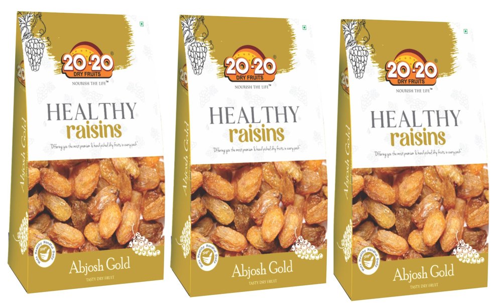 20-20 Dry Fruits Afghani Munakka 750g (250g*3) Rich in Iron & Antioxidants | Natural Immunity Booster | Seeded Raisins for Digestion & Health | Abjosh Gold (Pack of 3)