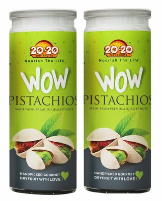 20-20 Dry Fruits California Roasted & Salted Pistachio Jar 300g (150g*2) | Pista, Dry Fruits| Healthy & Delicious Nuts| Wow Pistachios (Pack of 2)