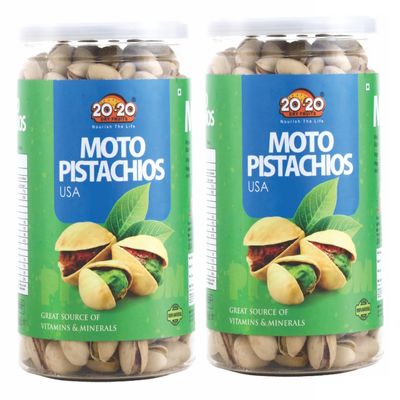 20-20 Dry Fruits California Pistachios (USA) 800g(400g*2)| Jumbo Pista Nuts| Nutritious & Delicious | Moto Pistachios (Pack of 2)