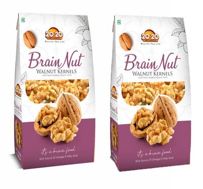 20-20 Dry Fruits California Akhrot Halves 500g (250g*2) | Walnut kernels without shell | Brain nut(Pack of 2)