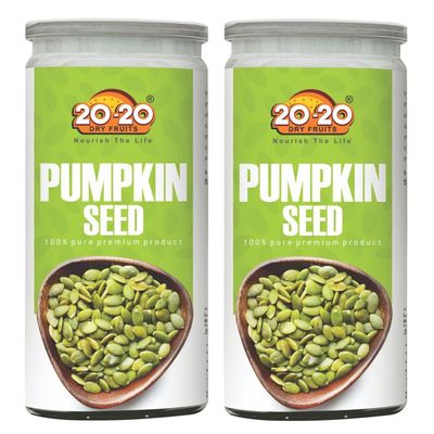 20-20 Dry Fruits Raw Pumpkin Seeds Jar 400g (200g*2) Jar | Fiber Rich Super food | Rich in Protein, Nutrient-Rich, Non-GMO, High-Protein Snack  Perfect for Baking, Salads, and Trail Mix (Pack of 2)