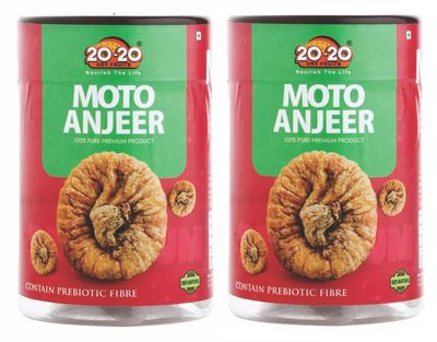 20-20 Dry fruits Jumbo Afghani Anjeer 600g (300g*2) | Nutrient-Dense Dry Fruit | Soft & Fresh | Moto Dried Figs-(Pack of 2)