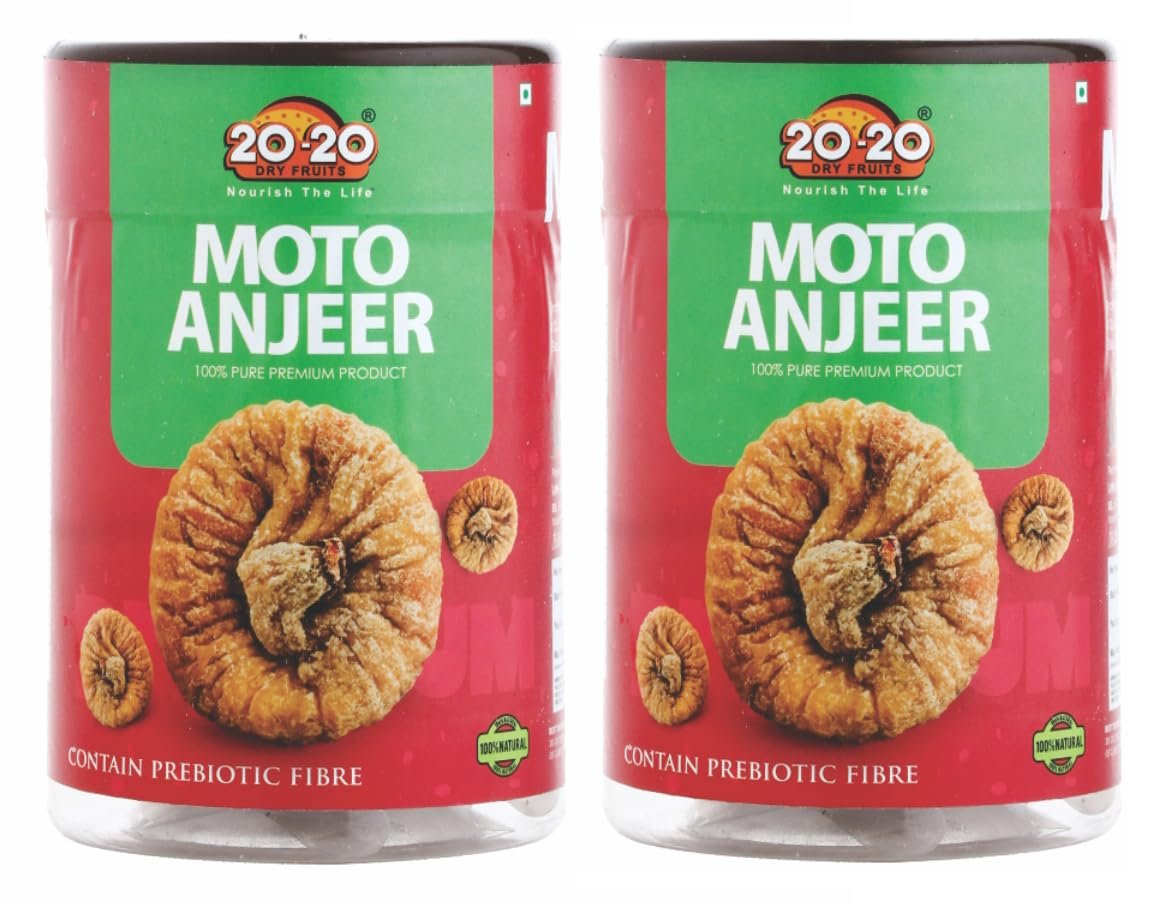 20-20 Dry fruits Jumbo Afghani Anjeer 600g (300g*2) | Nutrient-Dense Dry Fruit | Soft & Fresh | Moto Dried Figs-(Pack of 2)