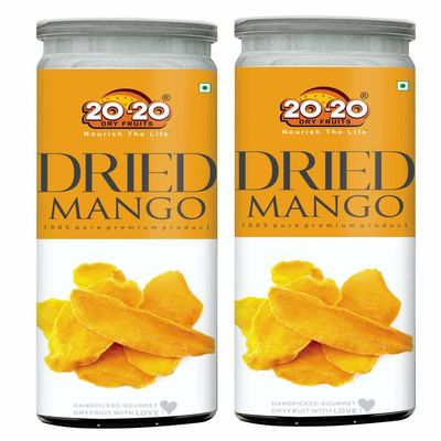 20-20 Dry Fruits Dried Mango Jar 400g (200g*2)| Dehydrated Fruit | Rich in Vitamins A & C | Supports Immune Health & Digestive Wellness | Vegan | No Preservatives| No Added Sugar (Pack of 2)