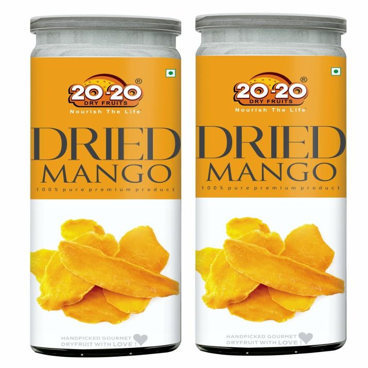 20-20 Dry Fruits Dried Mango Jar 400g (200g*2)| Dehydrated Fruit | Rich in Vitamins A & C | Supports Immune Health & Digestive Wellness | Vegan | No Preservatives| No Added Sugar (Pack of 2)