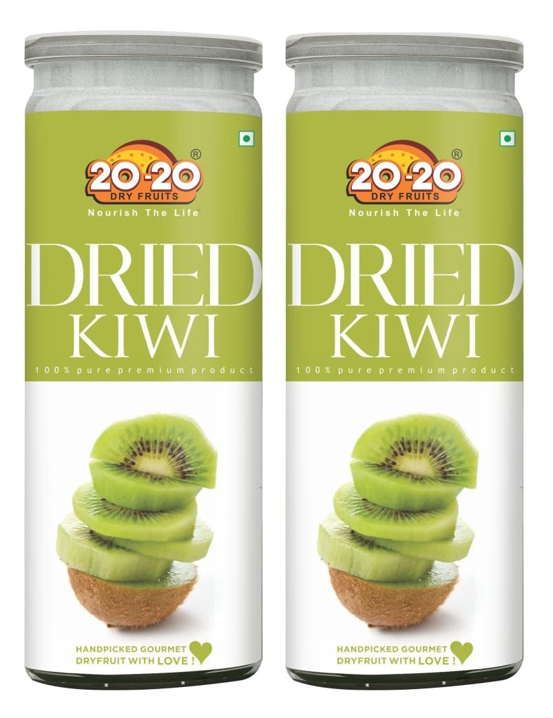 20-20 Dry Fruits Dried Kiwi Jar 400g (200g*2)| Dehydrated Fruit | Naturally Sweet, Rich in Vitamin C & Antioxidants | Supports Digestive Health & Immune Function | Perfect Gluten free Snack (Pack of 2)