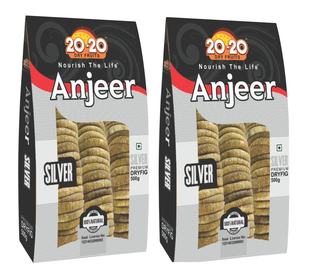 20-20 Dry Fruits Superfood Afghani Anjeer 1kg (500g*2)| Rich in Fiber, Vitamins & Minerals Dried Figs | Perfect for Fitness Diets & Healthy Snacks | Fresh & Nutrient-Dense Dry Fruit (Pack of 2)