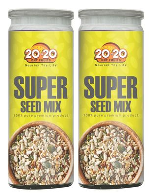 20-20 Dry Fruits Roasted Super Seeds Mix for Eating 400g (200g*2) | Rich in Protein & Fiber | Superfood | Diet Snacks (Pack of 2)