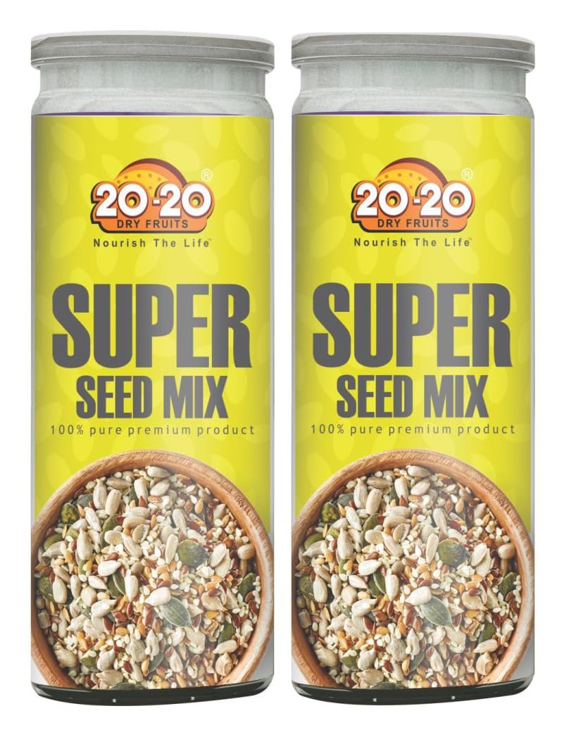 20-20 Dry Fruits Roasted Super Seeds Mix for Eating 400g (200g*2) | Rich in Protein & Fiber | Superfood | Diet Snacks (Pack of 2)