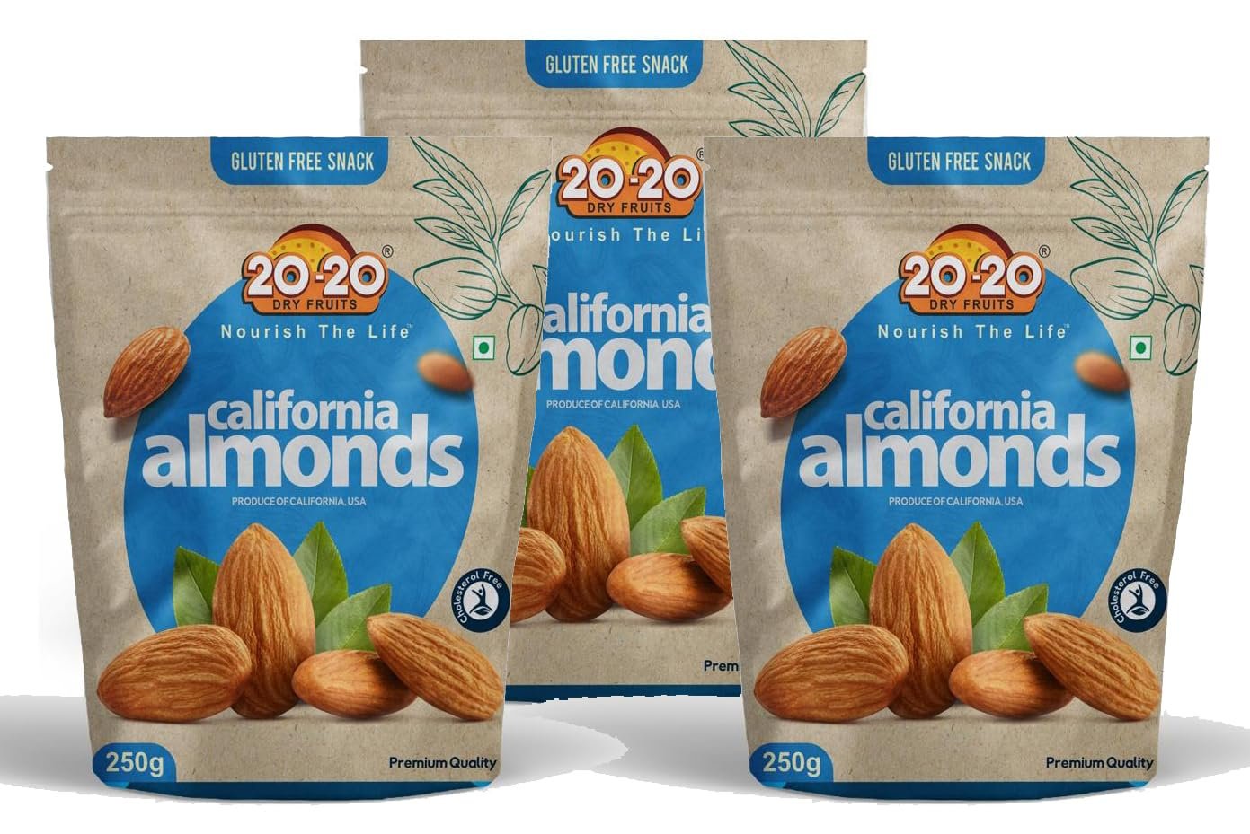 2020 Dry Fruits California Almond (Badam) Kernels 750g (250g*3) | Rich in Vitamin E, Antioxidants & Healthy Fats | Supports Heart Health & Brain Function | Fresh & Crunchy (Pack of 3)