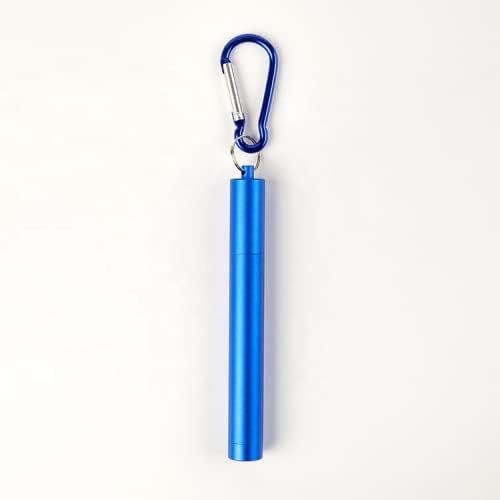 ANAB GI Reusable Straw Collapsible Metal Drinking Straw Portable Straw with case (Blue)